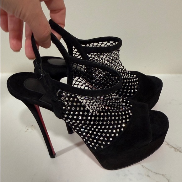 Christian Louboutin PLOUGESTA ALTA STRASS Fishnet Heels Pump Shoes Sandal $1445 - Picture 6 of 10